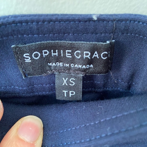 SophieGrace “The Helen Pant” Navy Blue Straight Leg Mid Rise Pull On Trouser - Picture 4 of 6